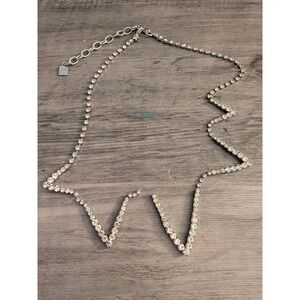 Danny Jo Silver Rhinestone Tennis Necklace Broken For Repair Project Piece